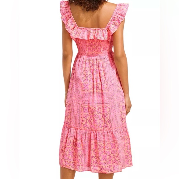 Vineyard Vines Smocked Midi Dress Ruffle Straps NWOT - Picture 5 of 8